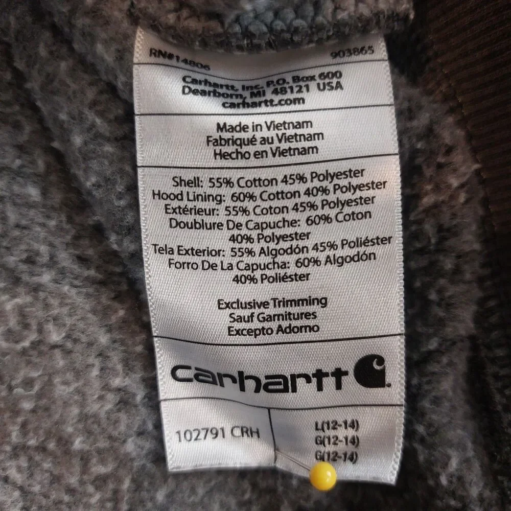Carhartt Iconic Clarksburg Logo Relaxed Fit Hooded Sweatshirt Women's Large Gray